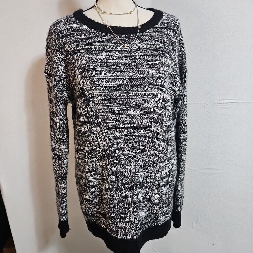 Romeo & Juliet Couture Crewneck Sweater Black And White, women's L, Preppy, Goth